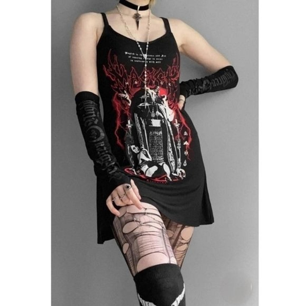 Killstar Magick Satanic Baphomet Gothic Occult Punk Witchy Slip Dress size XS
